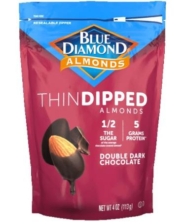 Blue Diamond Almonds Double Dark Chocolate Thin Dipped Snack Nuts 4 oz (Pack of 2) Bundle With a Snack Scout Lunch Bag - Buy Online on GoSupps.com