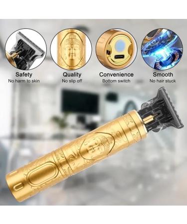 Professional Vintage T9 Cordless Hair Trimmer Beard Trimmer Rechargeable (USB Fast Charging) with Titanium Blade and 4 Combs Multifunctional for Triming Shading Trimming and Sculpting (Buddha) - Buy Online on GoSupps.com