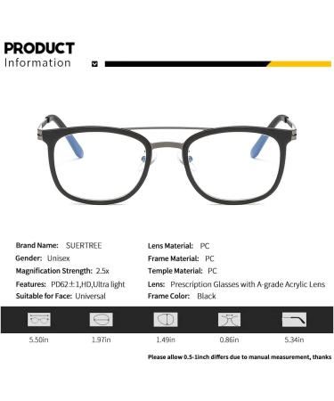 Suertree 3pcs Anti Blue Light Reading Glasses - 2.5X Spring Hinge Computer Eyeglasses - Reduce Glare & Eye Strain - Buy Online on GoSupps.com