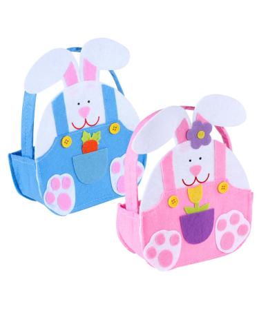 HOMSFOU 2 Pcs Rabbit Gift Bag Party Gift Containers Easter Door Decorations Easter Bags for Kids Easter Goodie Bags Candy Containers Easter Gift Bags Child Cloth Modeling Gift Box