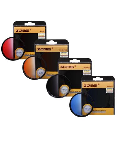 ZOMEI 62mm Graduated Gradual GC Grey Blue Orange Red Filter Kit for Canon Nikon