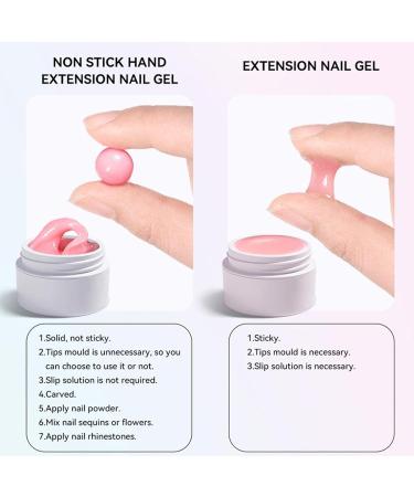 Solid Nail Glue Gel Hard Nail Extension | No-Sticky Hand Building Gel Art Modeling Sculpture Gel Nail for Home Nail Salon Pink - Buy Online on GoSupps.com