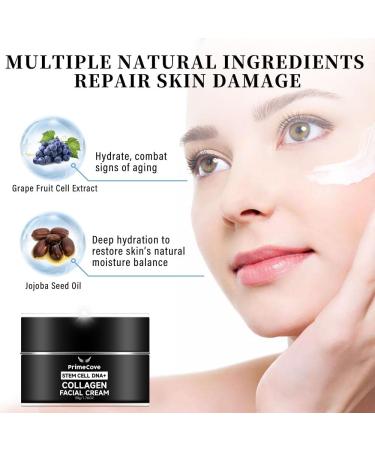 PrimeCove - Stem Cell DNA+ Collagen Facial Cream (50g) | Hydrate Combat Aging & Soothe | Powerful Ingredients - Grape Fruit Cell Extract Hydrolyzed Collagen & More - Buy Online on GoSupps.com