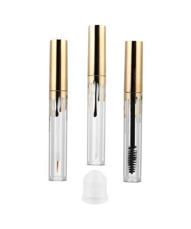 BIUDECO 3pcs Makeup Bottle Empty Lip Gloss Tube Lip Gloss Clear Lip Gloss Vials Mascara Tube Golden Plastic
