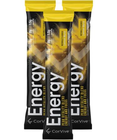 CorVive Energy | Natural Energy & Focus Supplement | with Carnosyn Ashwagandha L-Arginine Theobromine | Zero Sugar 5 Calories 120mg Caffeine | 15 Stick Packs for Mental & Physical Boost | Lemon - Buy Online on GoSupps.com