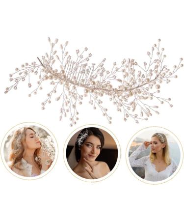 Housoutil Braided Pearl Hair Comb Wedding Hair Comb Diamond Headpiece Hair Clip for Wedding Flower Hair Pins Bridal Headpiece Rhinestone Headpiece Iron Wire White Hair up Bride Modeling - Buy Online on GoSupps.com