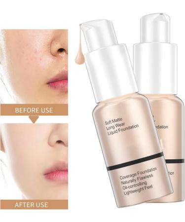 Foundation Full Coverage Foundation Long-Lasting Matte Oil Control Concealer Liquid Foundation 30ml Great Choice and Gift (101# Porcelain) - Buy Online on GoSupps.com
