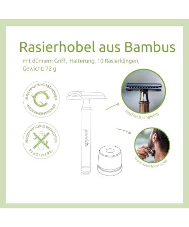 Pandoo Razor Plane with Bamboo Handle | Zero-Waste Safety Razor for Men & Women | Closed Comb Plastic-Free + eBook & 10 Thin Handle Blades - Buy Online on GoSupps.com