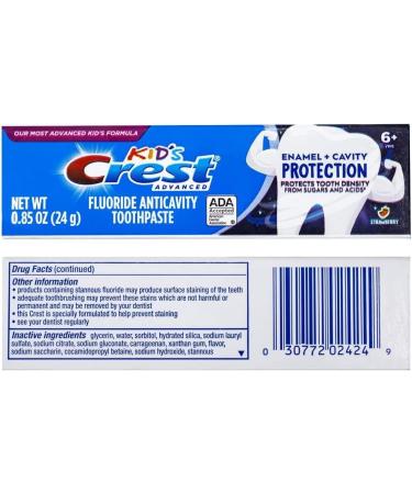 Crest Kids Advanced Toothpaste 6+ Years - Enamel & Cavity Protection Strawberry Flavor Travel Size 0.85oz Pack of 12 - International Shipping Available - Buy Online on GoSupps.com