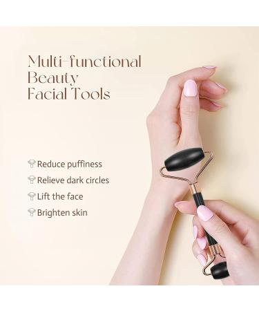 ZUKIMM Facial Jade Roller and Gua Sha Set - Reduce Wrinkles, Puffiness, and Sculpt Jawline - Black Stone Skin Massager - Buy Online on GoSupps.com