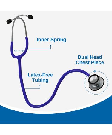 HCS Stethoscope - Lightweight Design - 360 Dual Head Chest Piece - Blue - Ideal for Nursing Students, Doctors, and Vet Techs - Buy Online on GoSupps.com