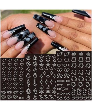 24 Sheet Airbrush Stencils Nail Stickers - Heart Butterfly Flower Moon Stars Hollow French Nail Art Decals - Manicure DIY Decorations - Buy Online on GoSupps.com