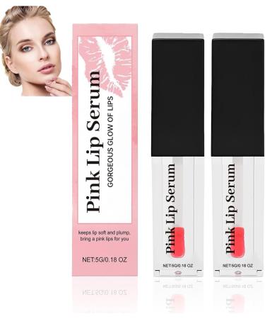 Pink Lip, Pink Lip Oil, Pink Lip Serum Plumper, Color Changing Lip Gloss, Pink Lip Serum Plump Gorgeous Glow Of Lips, Glow Color Changing Lip Oil, Hydrating Lip Stain For Women (Pink, 2PC)