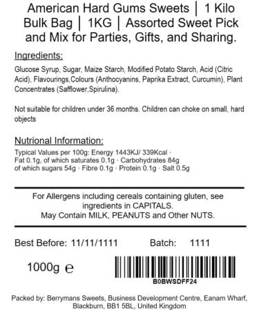 American Hard Gums Sweets 1 Kilo Bulk Bag 1KG Assorted Sweet Pick and Mix for Parties Gifts and Sharing. American Hard Gums 1 Kg (Pack of 1) - Buy Online on GoSupps.com