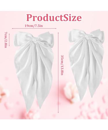 FEXPDL White Bow Hair Clip 2 Pcs Hair Bows for Women Bow Clips with Long Silky Satin Hair Slides Solid Color Bowknot Hairpin Hair Barrettes Scrunchies Accessories(White) - Buy Online on GoSupps.com