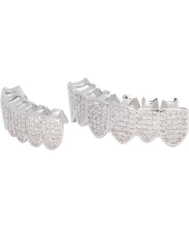 Cold-Plated Copper Teeth Set for Halloween | Bling Hip Hop Mouth Grills in Silver & Gold Finish - Perfect for Men & Women - Buy Online on GoSupps.com