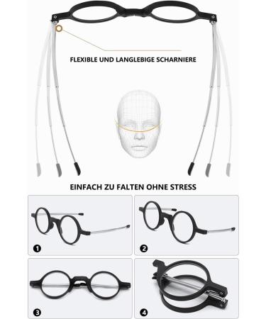 Lanomi Mini Reading Glasses - Blue Light Filter Compact & Foldable Aid for Men & Women - Small Glasses with Black Pocket Etui (2.0x) - Buy Online on GoSupps.com