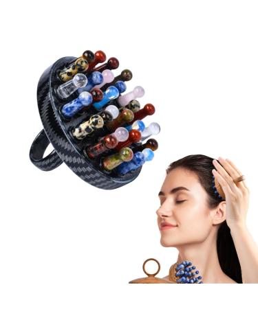 Jade-Meridian comb head therapy comb jade massage device head maintenance acupuncture massage scrubber antistatic head acupuncture massage curb portable displacement hairassage tool