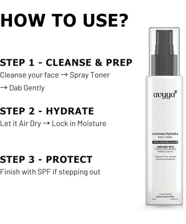 Avyya Luminous Hydrating Face Toner with Ginseng Niacinamide and Mulberry for Dull Skin Pore Tightening Acne Control Brightening | for All Skin Types Men & Women - 3.38 fl oz - Buy Online on GoSupps.com