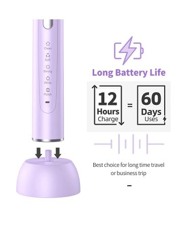 SARMOCARE Sonic Electric Toothbrush - Rechargeable for Adults & Kids | 5 Modes, 3 Intensity Levels | Waterproof, Wireless Charging | Smart Timer & Travel Case - Purple - Buy Online on GoSupps.com