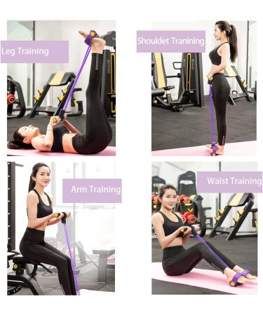 Multifunction Tension Rope - 6-Tube Elastic Yoga Pedal Puller Resistance Band | Natural Latex Fitness Equipment for Abdomen Waist Arm & Leg Stretching - Purple - Buy Online on GoSupps.com
