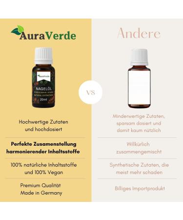 AuraVerde Nail oil care and repair extra strong tea tree oil & oregano natural premium 20 ml made in Germany vegan formula - Buy Online on GoSupps.com