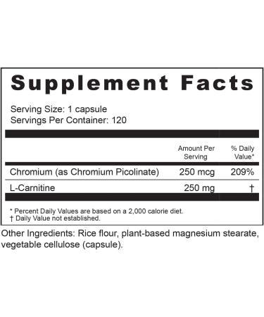 BioActive C2-Chromium Picolinate with L-Carnitine | 120 Vegetable Capsules | Supports Fat and Carb Metabolism - Buy Online on GoSupps.com