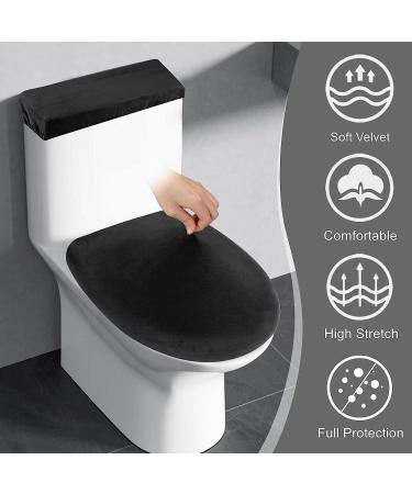 Stretch Velvet Toilet Lid Cover and Toilet Tank Lid Cover  Bathroom Super Soft Toilet Lid Cover Set Luxury Velvet Plush  with Elastic Bottom  Machine Wash  Black - Buy Online on GoSupps.com