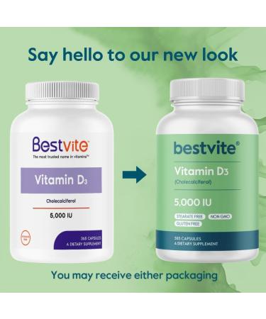 BESTVITE Vitamin D3 5000 IU (365 Capsules) - No Stearates - Non GMO - Gluten Free - 1 Year Supply of Vitamin D - Buy Online on GoSupps.com