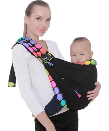 CUBY Baby Carrier Sling | Natural Cotton Adjustable Wrap for Newborn Comfort | Nursing Infant Toddler Carrier | Black Polka Dot - Buy Online on GoSupps.com