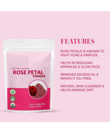 NN Rose Petal Powder for Skin Face Mask for Fairness Tanning and Glowing Skin 100gm - Buy Online on GoSupps.com