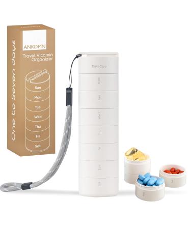 Travel Pill Organizer: 1-7 Day Pill Box with Quick-Release Thread for Supplement Vitamin organizes. Modular Design fits Daily or Weekly use Perfectly Sized Pill Holder on The go (White)