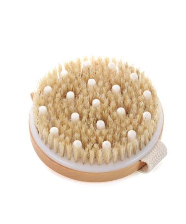 Bath Brush Round Head Brush Massage Rub Dry Brushing Body Brush Back Scrubber for Shower and Massage (11x11cm)