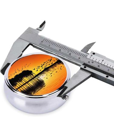 Lake Guitar Reflection Round Pill Box | 3 Compartment Mini Travel Organizer | Portable Decorative Pill Case for Vitamins & Medicine - Buy Online on GoSupps.com