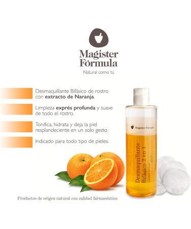  Magister Formula Biphasic facial cleanser 250 ml with orange extract | 2 in 1: cleanses and protects | Cleanser for curtains lips and eyes | Natural ingredients | Magister Formula - Buy Online on GoSupps.com