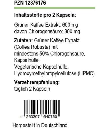 Green Coffee Extract 300 mg - 50% Chlorogenic Acid 120 Vegetarian Capsules Pure & Additive-Free Made in Germany - Buy Online on GoSupps.com