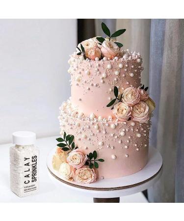 Edible White Pearl Sugar Sprinkles - 120g Cake Decoration for Birthday Halloween Thanksgiving & Christmas Parties - Buy Online on GoSupps.com