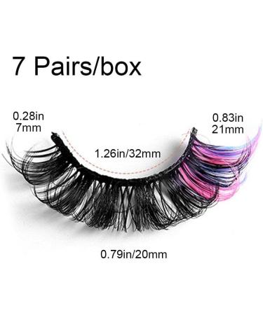 7pcs False Eyelashes Rainbow Lashes Glitter Ombre Colored Eyelashes Fluffy Thick Natural Anime Lashes for Party Makeup - Buy Online on GoSupps.com