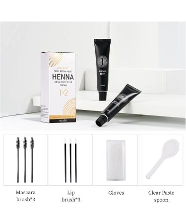 Eyebrow Tint Kit Black Hen-na Semi-Permanent Professional Brow Tint Kit Long-Lasting and Safe Results Eyebrow Dye DONG RHYME Multi-Purpose Eyelash Tint Kit Easy to Use at Home - Buy Online on GoSupps.com