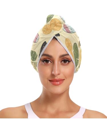 Beach Pug Hair Towel 2 Pack Super Absorbent Hair Drying Towel Quick Dry Hair Turbans Head Towel with Button Twisty Wrap for Women Girls