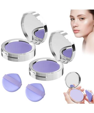 2 Pieces Lavender Matte Powder, Pressed Face Powder, Lavender Matte Oil Control, Blurred Oil Control Powder with Mini Powder Puff, Long-Lasting Oil Control Makeup