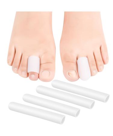 Toe Caps Gel Toe Tubes 4 Pack Silicone Toe Sleeves Protectors Bandages Pads for Blister Callus Corn Sore Toe Rubbing Treatment Wen and Women Mudium