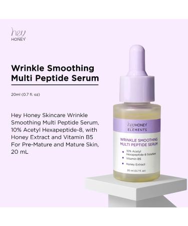 Hey Honey Wrinkle-Smoothing Multi-Peptide Serum | 10% Acetyl Hexapeptide-8 + Honey Extract & Vitamin B5 Visibly Reduce Fine Lines & Expression Wrinkles | 0.67 fl oz (20 mL) - Buy Online on GoSupps.com