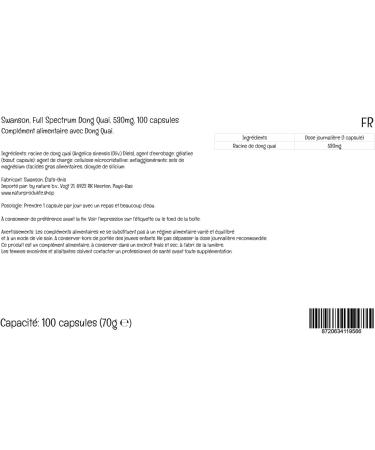 Swanson Full Spectrum Dong Quai Root 530mg 100 Capsules - Lab-Tested, Soy Free, Gluten Free, Non-GMO - Buy Online on GoSupps.com