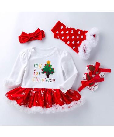 Winmany Baby Girls Christmas Romper Tutu Dress Set 6-12 Months with Headband, Leg Warmer, and Shoes - Christmas Tree - Buy Online on GoSupps.com