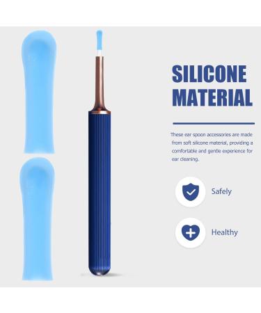 FRCOLOR Ear Spoon Tips Ear Cleaner Replacement Tips 10pcs Soft Silicone Ear Wax Pick Removal Tips Safety Ear Scoops Sleeves Accessories Set for Teens Adults Oval Blue - Buy Online on GoSupps.com