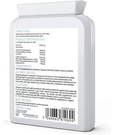 Antarctic Krill Oil 500mg Capsules - Pure Cold Pressed Superba Krill, Omega 3 EPA & DHA, Reflux Free, Phospholipids, Choline, Astaxanthin - 60 Count - Buy Online on GoSupps.com