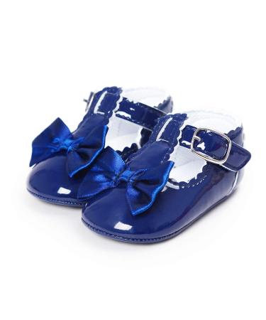 LACOFIA Baby Girls Anti-Slip First Walking Shoes Infant Bowknot Mary Jane Princess Party Shoes Prewalkers 3-6 Months D Blue