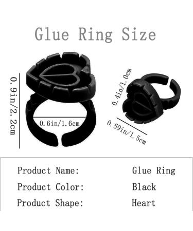 Black Heart Shaped Glue Rings for Eyelash Extensions - 100PCS Disposable (Black) | Best Quality & International Shipping - Buy Online on GoSupps.com