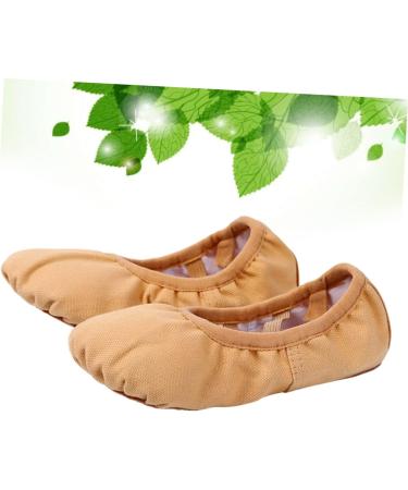 Buy Childwool Hard Lace Ballet Dance Shoes | Flat Yoga Sole Stretcher Slippers for Kids | Canvas Ballet Shoes in Light Brown - Buy Online on GoSupps.com